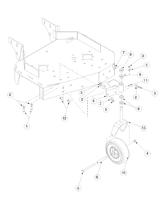 Caster Assembly Diagram and Parts List for G1332 55AI5GMQ750-WAM Cub Cadet Lawn Mower